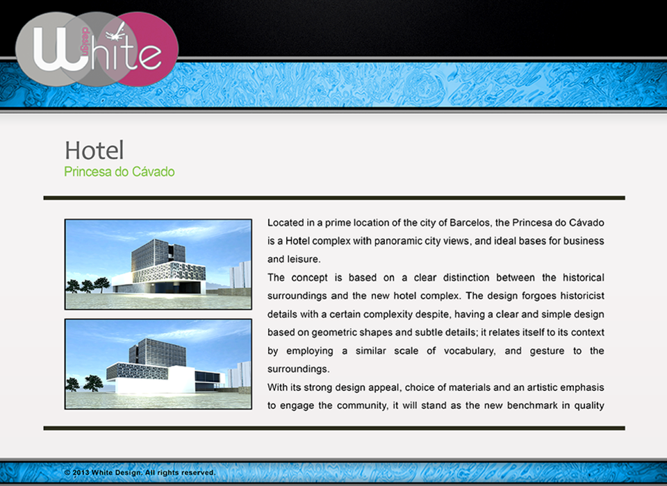 An alternative exterior view of the hotel massing.