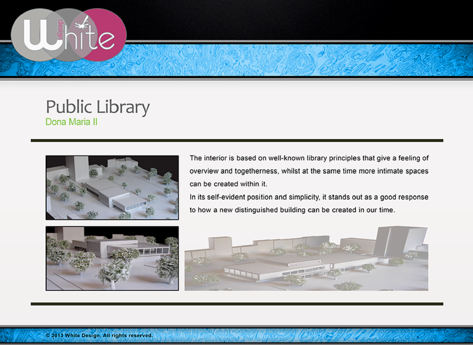 Physical model study of the library within its context.